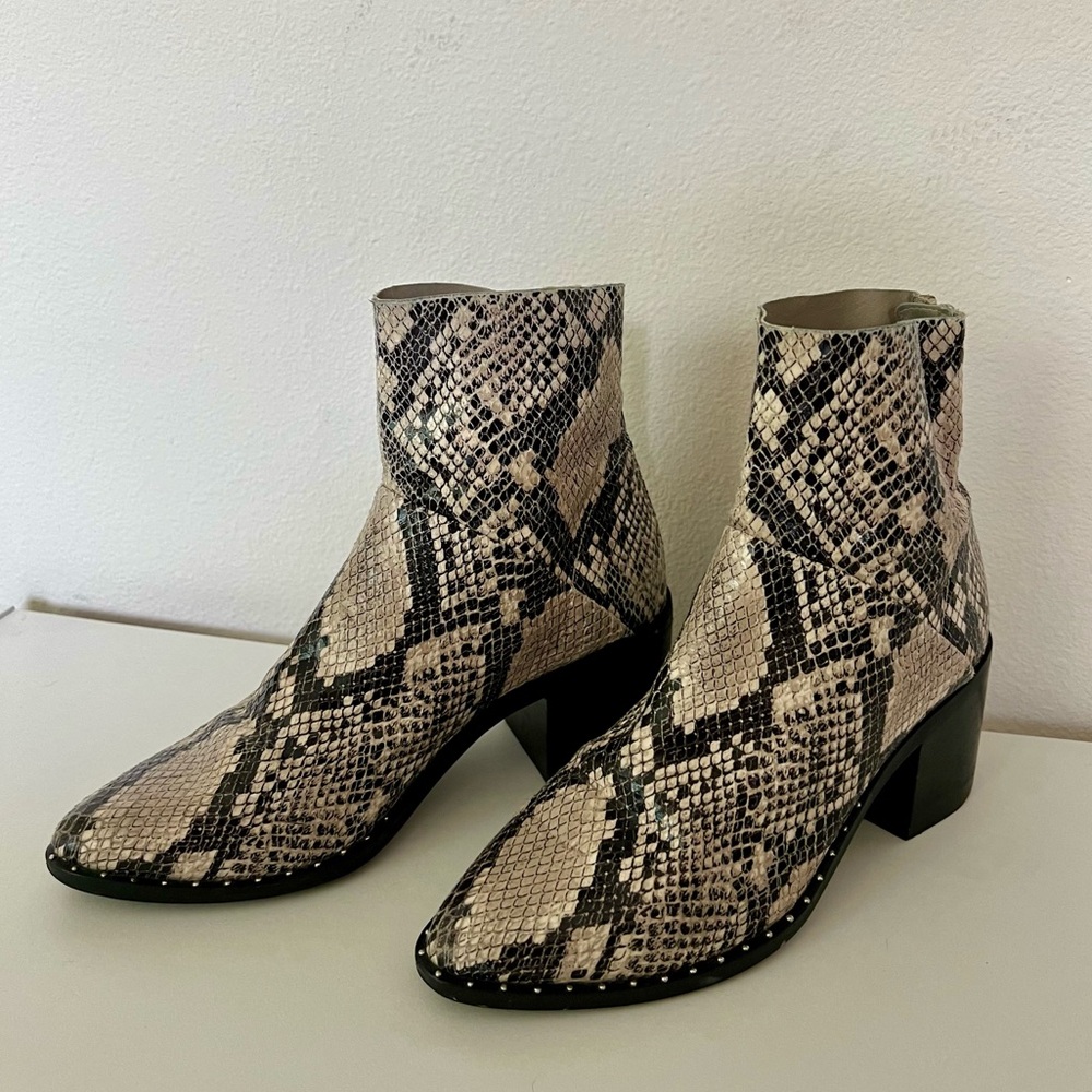 Treasure & Bond Farrah Studded Bootie - Size 7 - Natural Snake Faux Leather